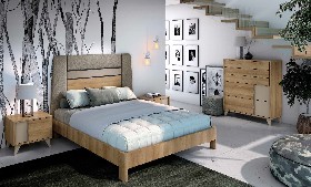 Dormitorio combinaciones de madera y textil